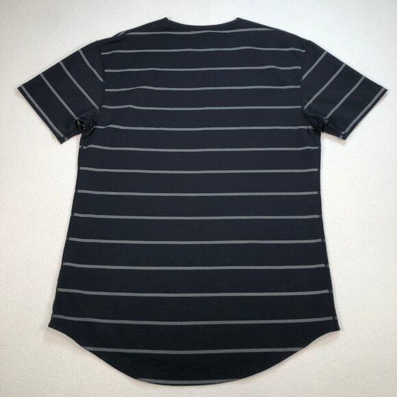 BYLT T-Shirt Mens M Black Stripe Drop Cut LUX Stretch Crew Neck Tee Short Sleeve - Picture 2 of 12